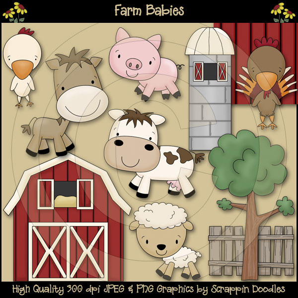 Farm Babies Clip Art Download Scrappin Doodles $3.50.