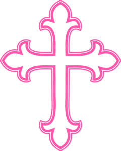 Pink Cross Outline Clip Art.