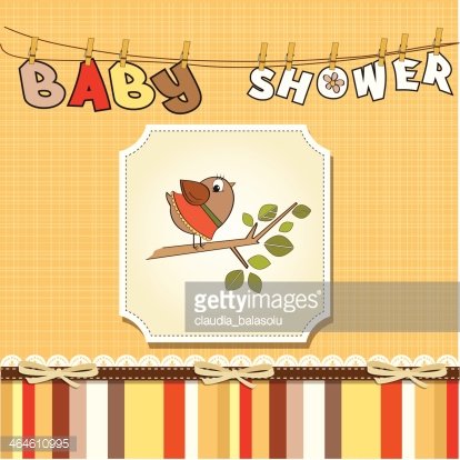 welcome baby card with funny little bird Clipart Image.