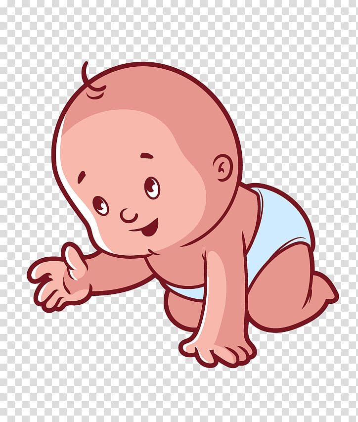 Diaper Infant Crawling Illustration, Cartoon Baby.