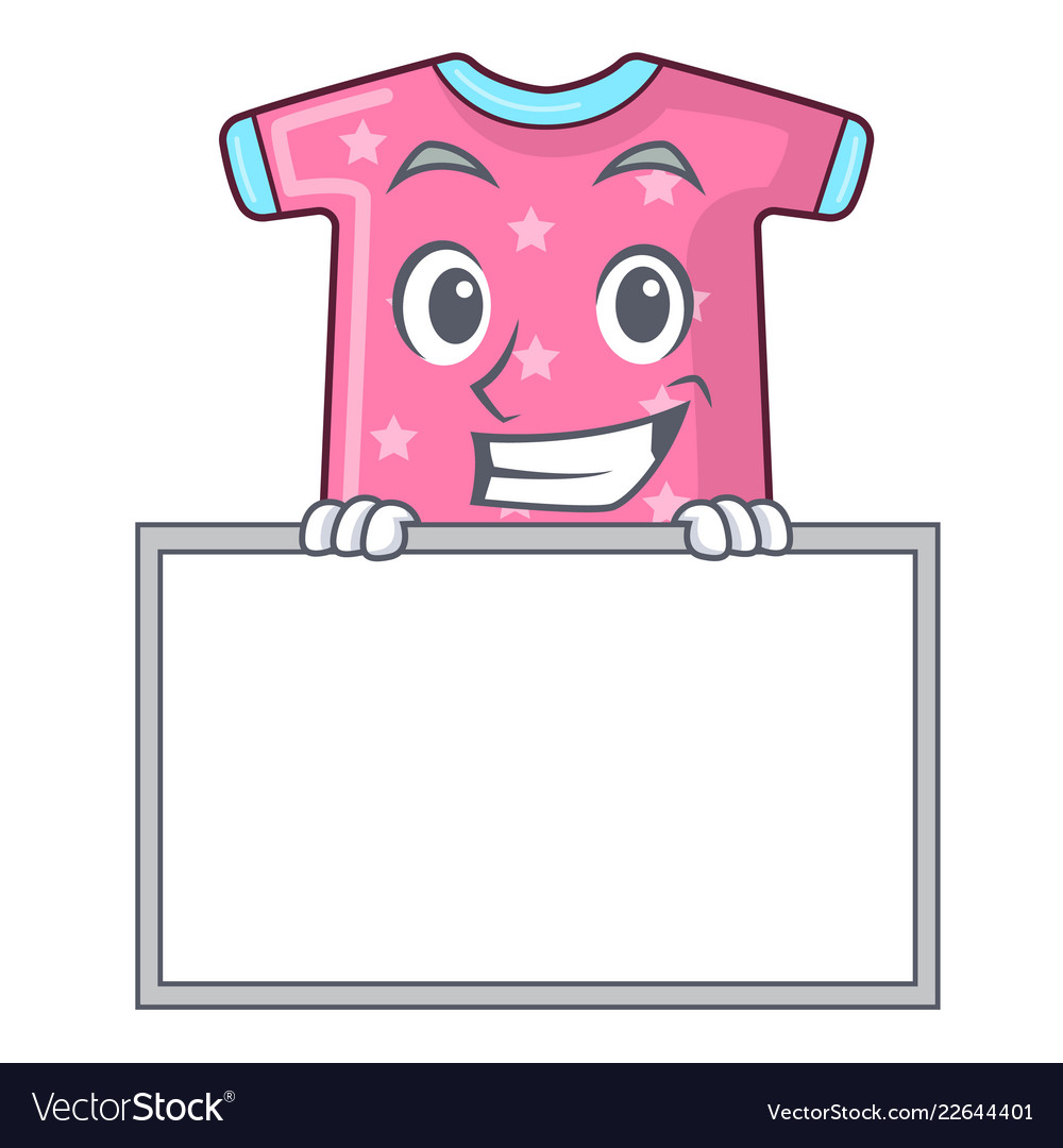 Grinning with board character baby clothes hanging.
