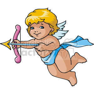 Baby cupid waiting to shoot clipart. Royalty.