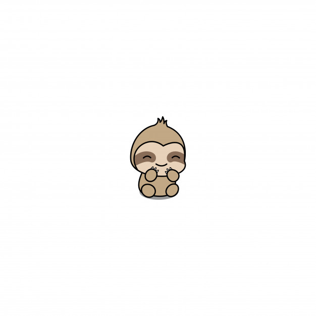 Cute baby sloth cartoon icon Vector.