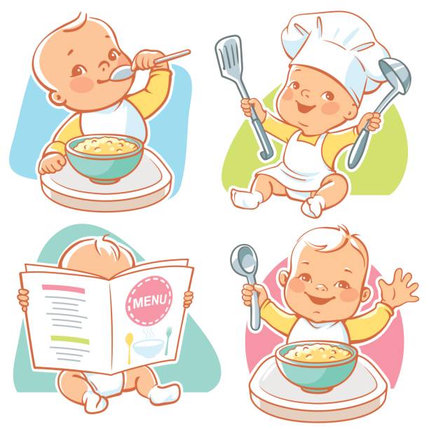 Baby Eating Food Clipart.