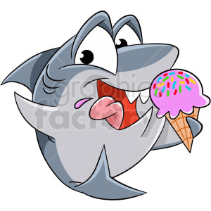 baby shark eating ice cream clipart. Royalty.