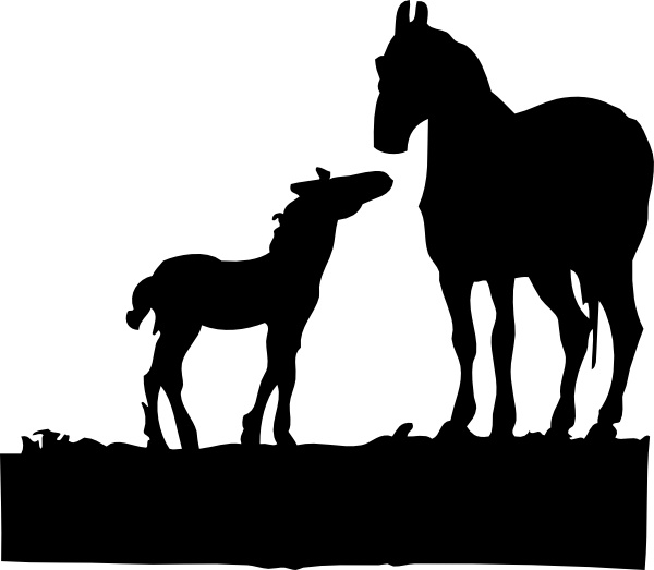 Mare And Foal clip art Free vector in Open office drawing.