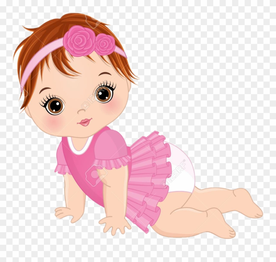 Cute Baby Girl Vector Clipart (#1284305).
