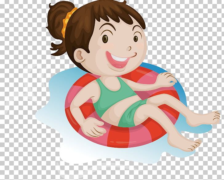 Cartoon Swimming Illustration PNG, Clipart, Art, Baby Girl.