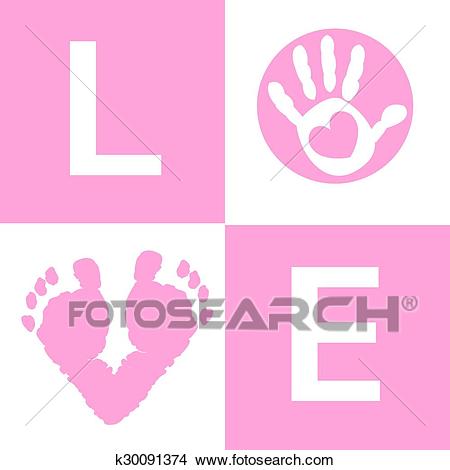 Baby girl baby hand and feet prints Clipart.