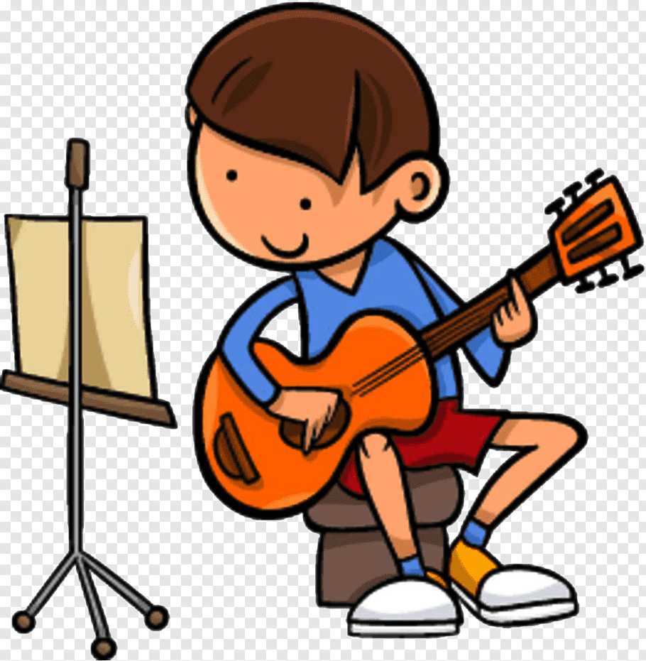 Boy playing guitar illustration, Guitarist, Kids play guitar.
