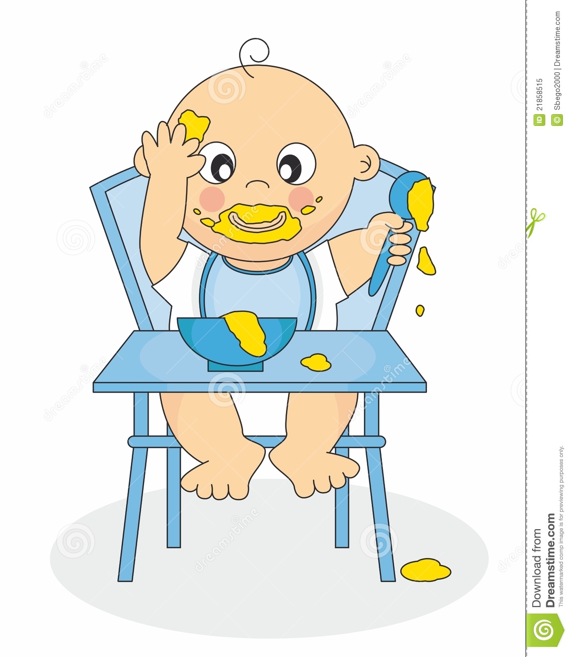 Messy Baby Eating Clipart.