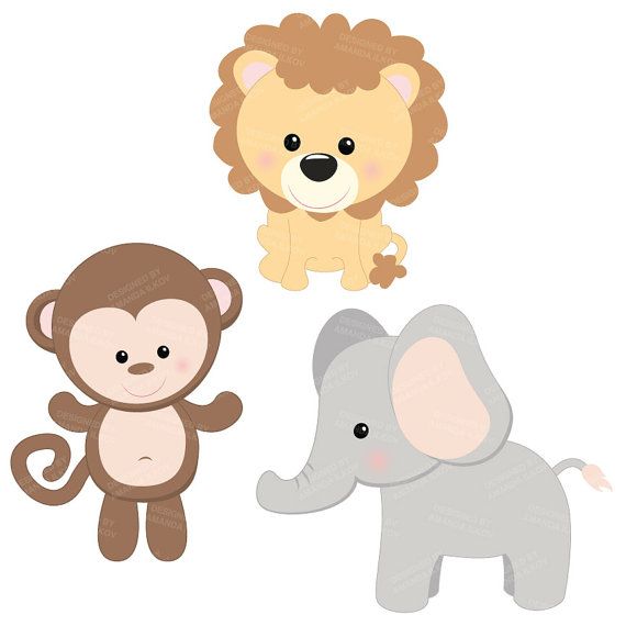 Professional Baby Jungle Animals Clipart & Vector Set.