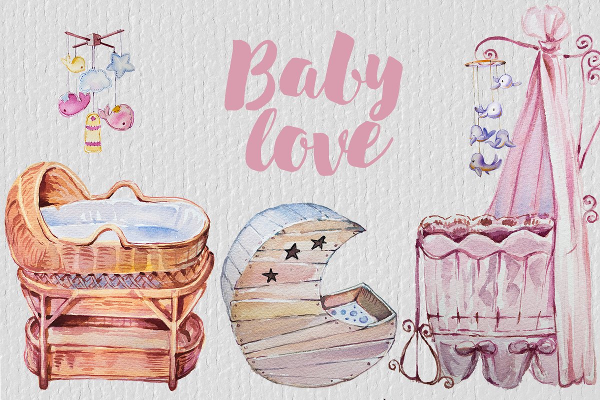 Watercolor Baby Love Clipart.