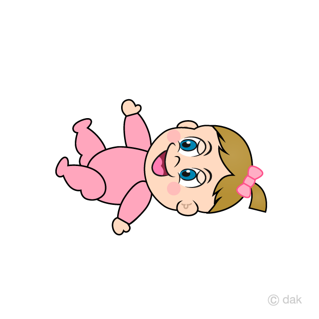 Free Girls Baby Playing Lying Down Clipart Image｜Illustoon.