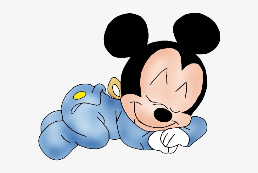 Baby Mickey Mouse Sleeping In Blue Pyjamas.