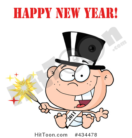 New Year Clipart #434478: New Year Baby Holding a Sparkler with.