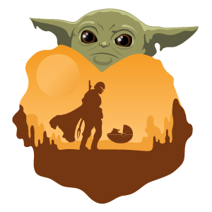 Star Wars Mandalorian and Baby Yoda.