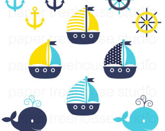 Blue Baby Sailboat Clipart.