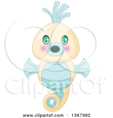 Clipart of a Cute Baby Seahorse.