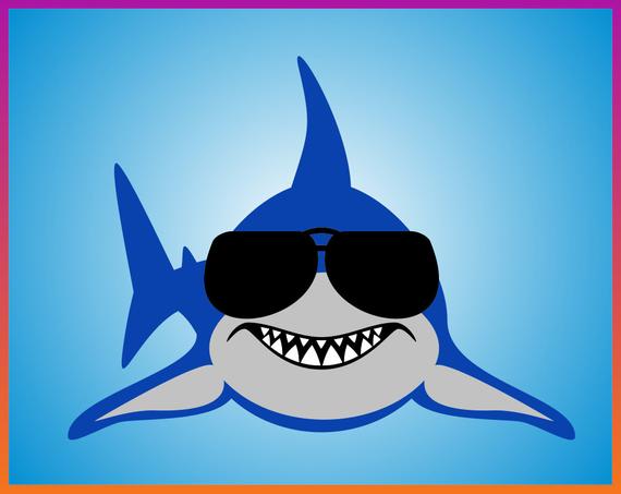 Shark svg Shark with sunglasses pdf daddy shark baby shark.