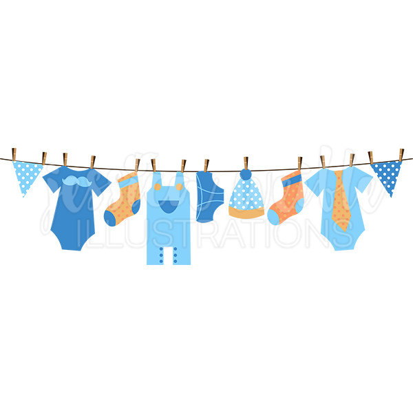 Baby Shower Clothesline Clipart.