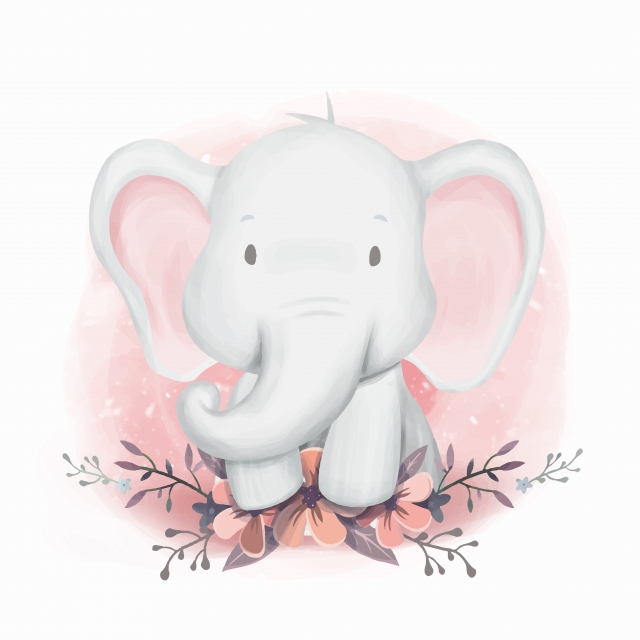 Shower Elephant Gender Neutral, Adorable, Animal, Art PNG and Vector.