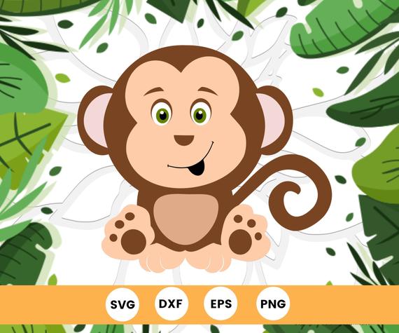 Cute Monkey SVG Cut File, Monkey Clipart, Monkey Print, SVG Files.