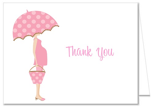 Mod Mom Trendy Girl Pink Baby Shower Thank You Note Cards.