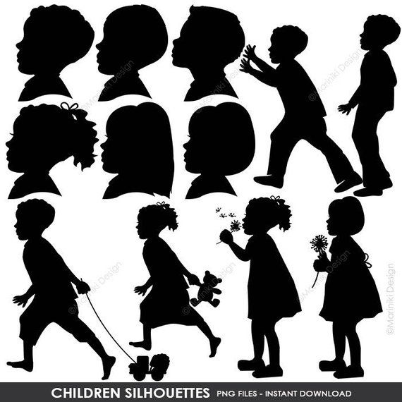 Children Silhouettes Clipart, Children Clip Art, Boy.