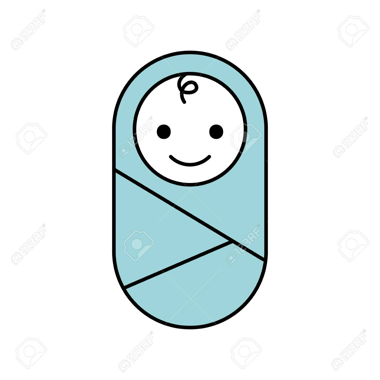 baby wrapped in blanket clothes healthcare vector illustration.