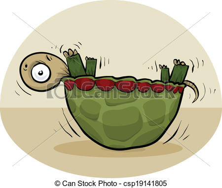 Vector Clipart of Upside Down Turtle.