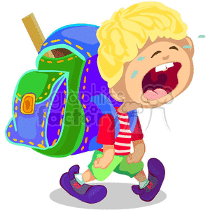 boy crying on his first day of school clipart. Royalty.
