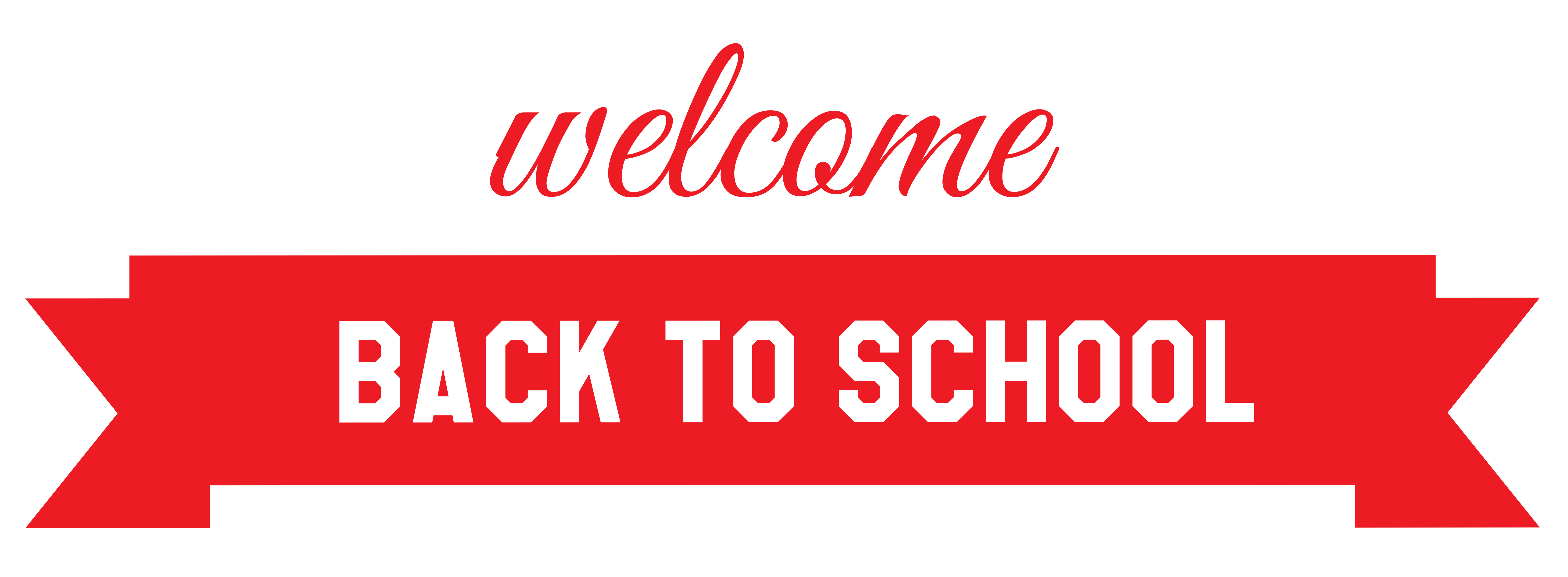 Red Welcome Back to School Banner PNG Image.