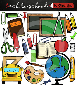 Back to school supplies FREE clipart, commercial use ok.