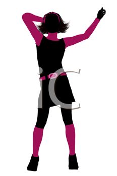 Clip Art Image of a Woman With Back Turned Wearing Pink and Black.