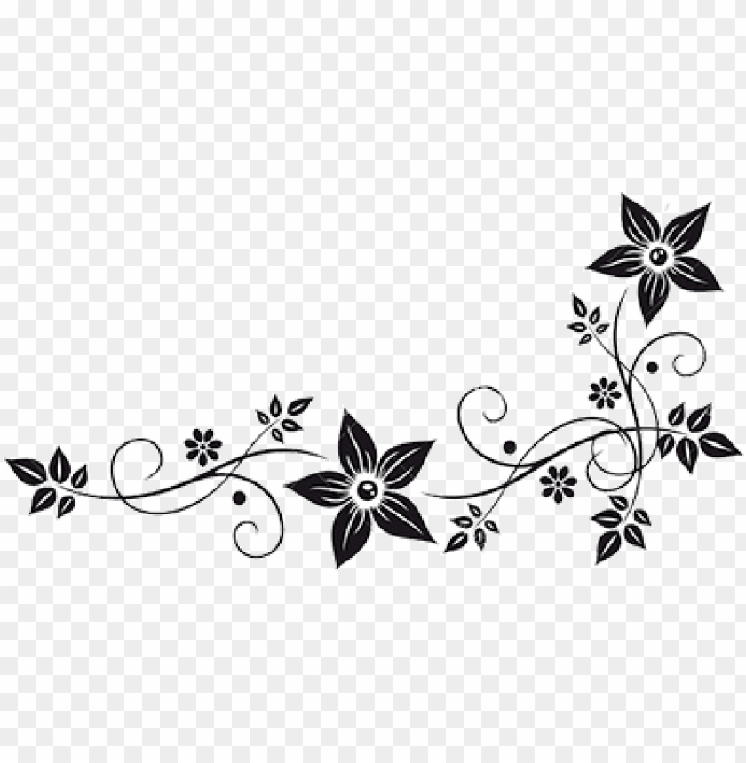 vector graphics flower border black white clip art.