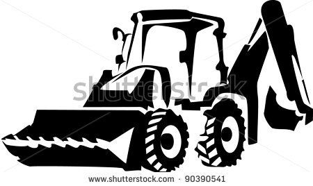 Black And White Backhoe Clipart.