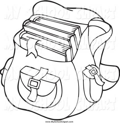 Book Bag Black And White Clipart.