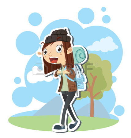 696 Female Backpacker Stock Vector Illustration And Royalty Free.