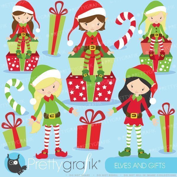 Christmas Elves Clipart.