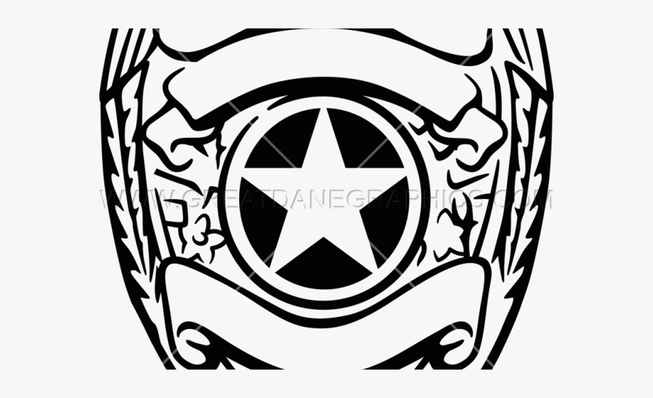 Police Badge Clipart Black And White , Transparent Cartoon.