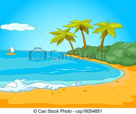 Clipart Vector of Seafront Harbor. Cartoon Background. Vector.