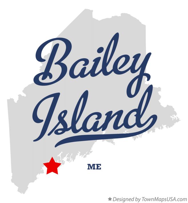 Map of Bailey Island, ME, Maine.