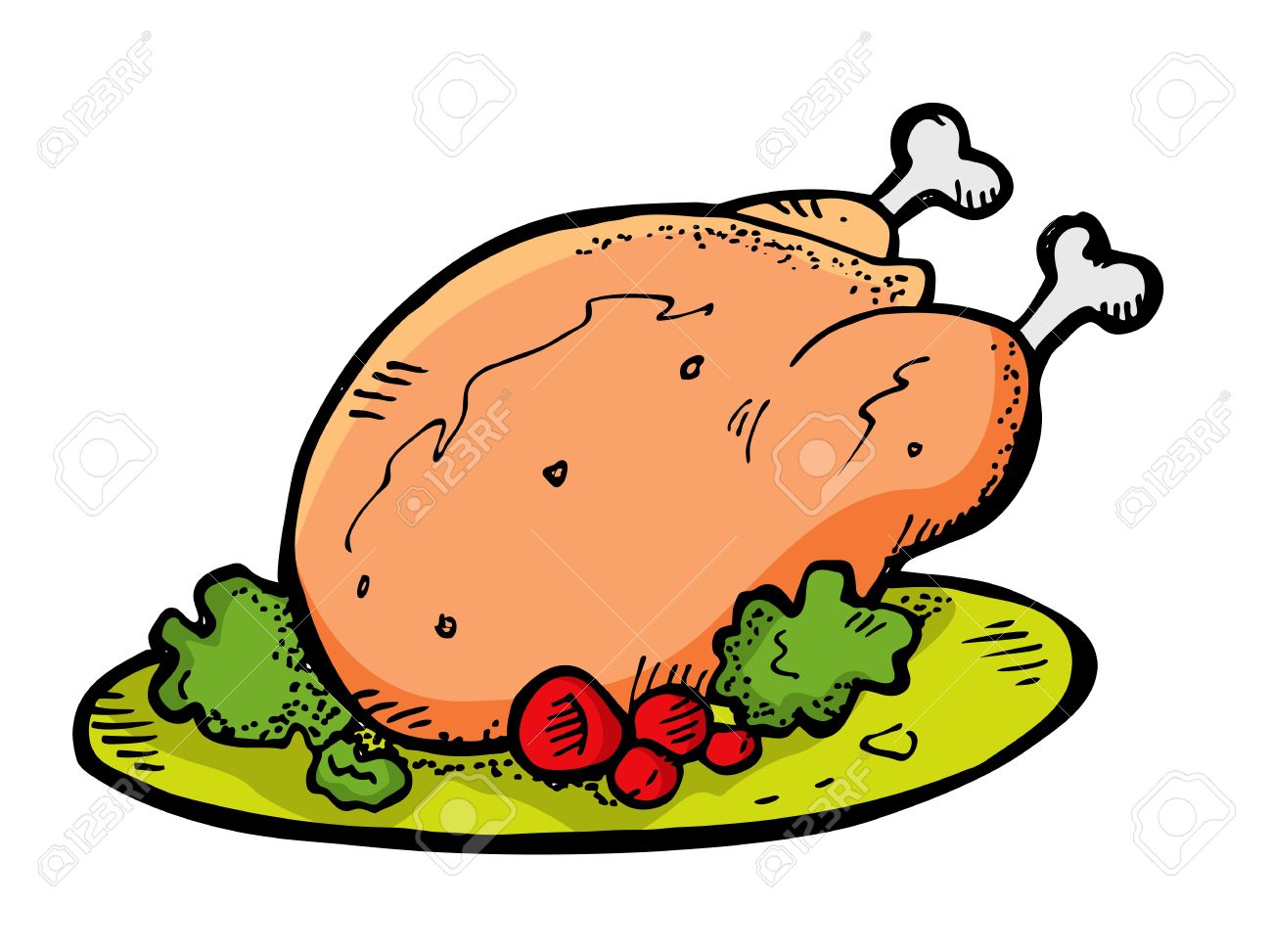 Baked chicken clipart.