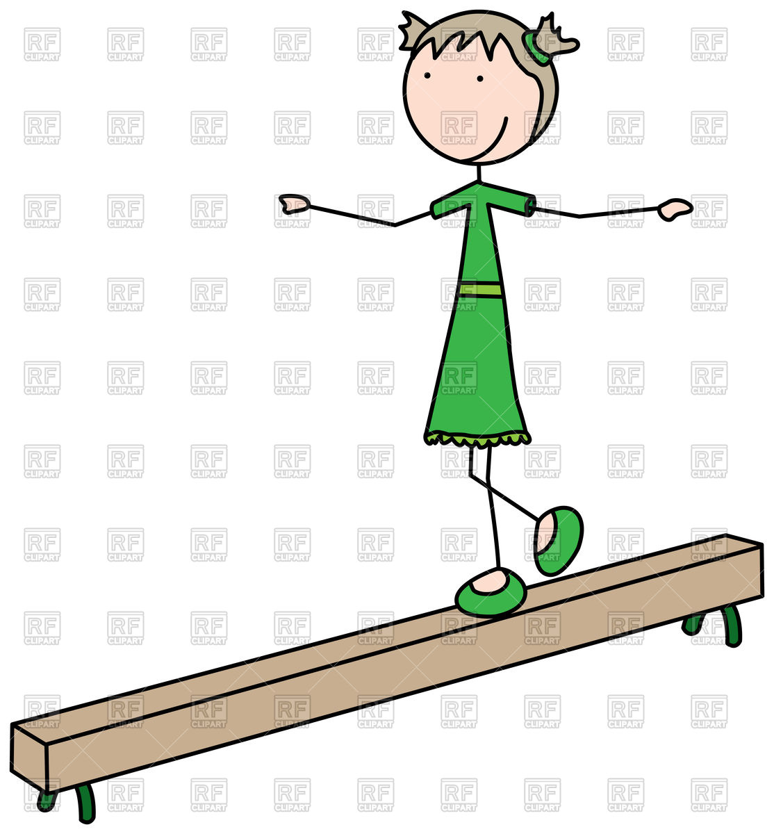 Cartoon girl walking on a balance beam Stock Vector Image.