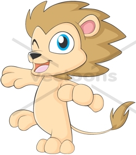 Cute Baby Lion Standing on One Foot Balance.