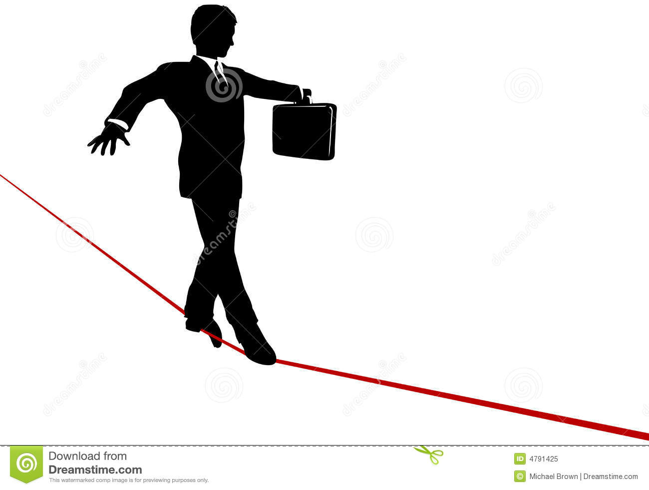 Business Man Balance Act On Risk Tightrope Royalty Free Stock.