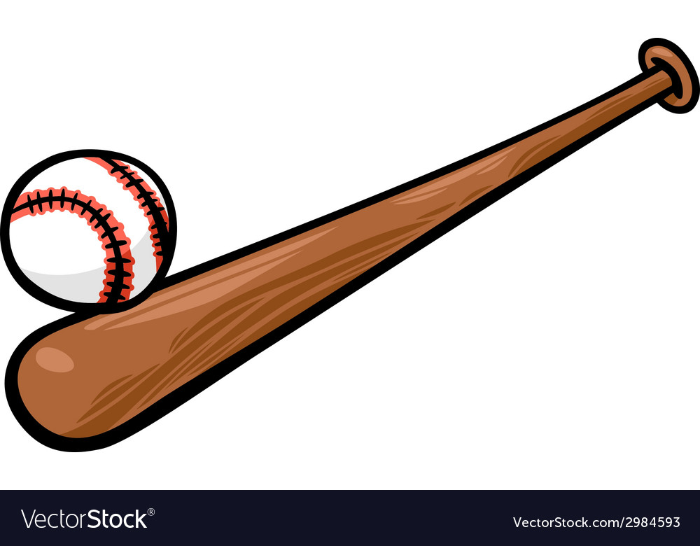 Baseball ball and bat cartoon clip art.