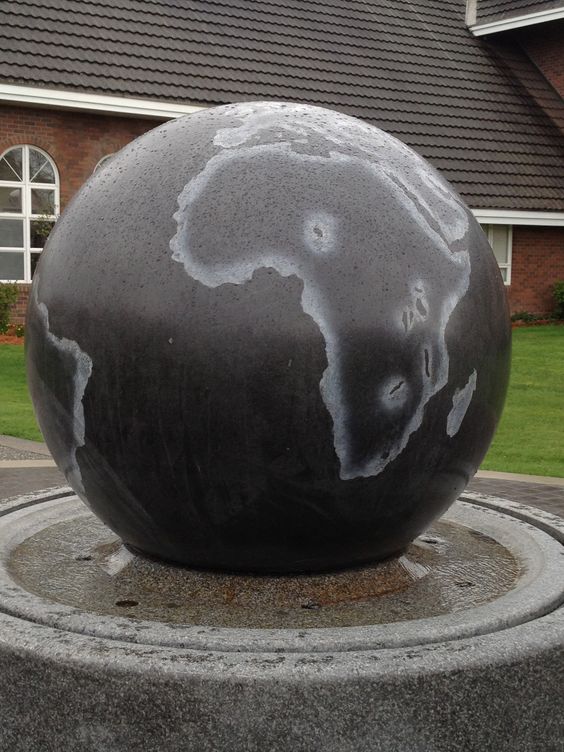 Rotating globe fountain at Pacific Academy (private K.