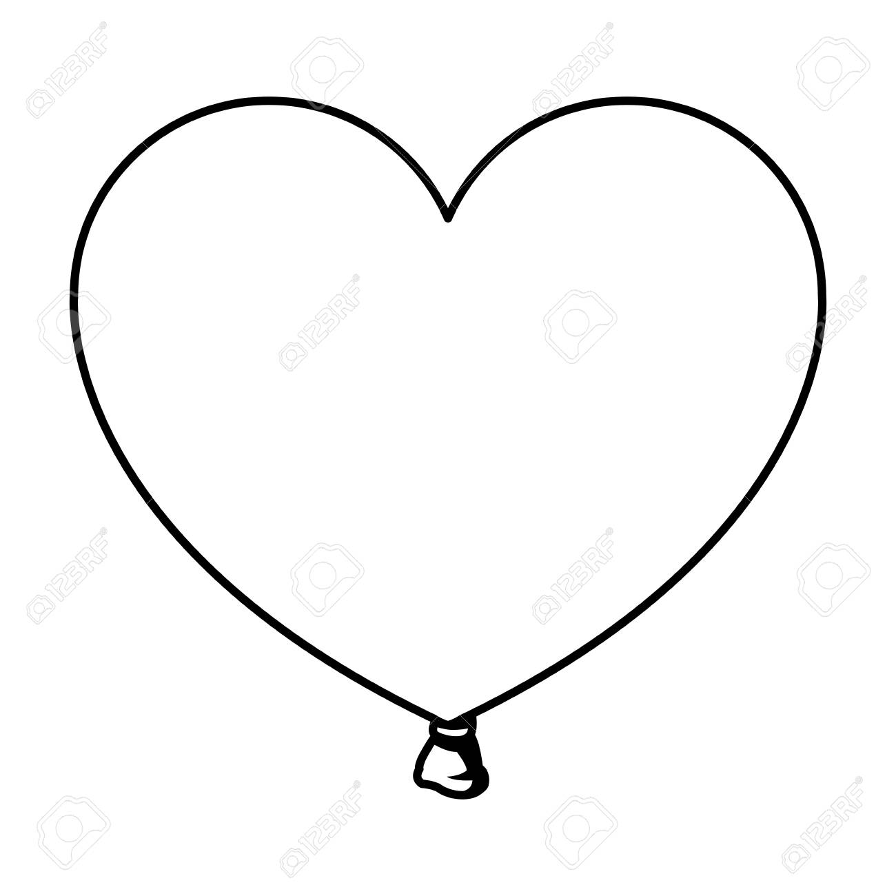 Heart shaped balloon in black and white vector illustration graphic...
